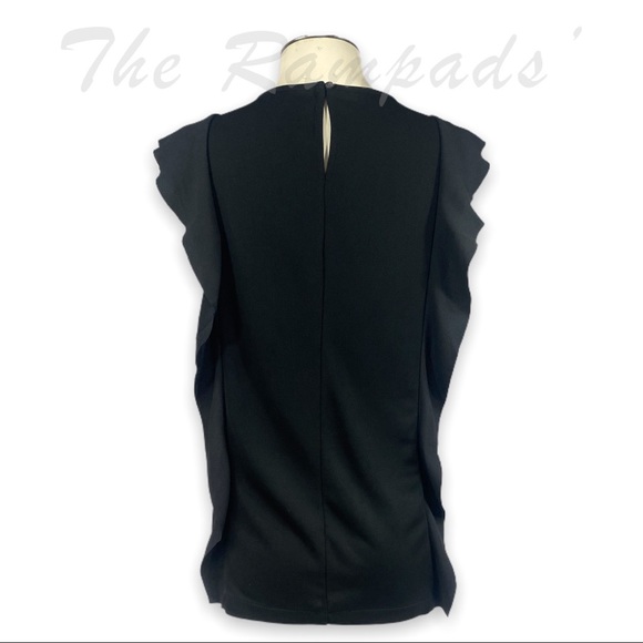 Ann Taylor Black Side Ruffle Blouse Size Medium - Picture 3 of 5